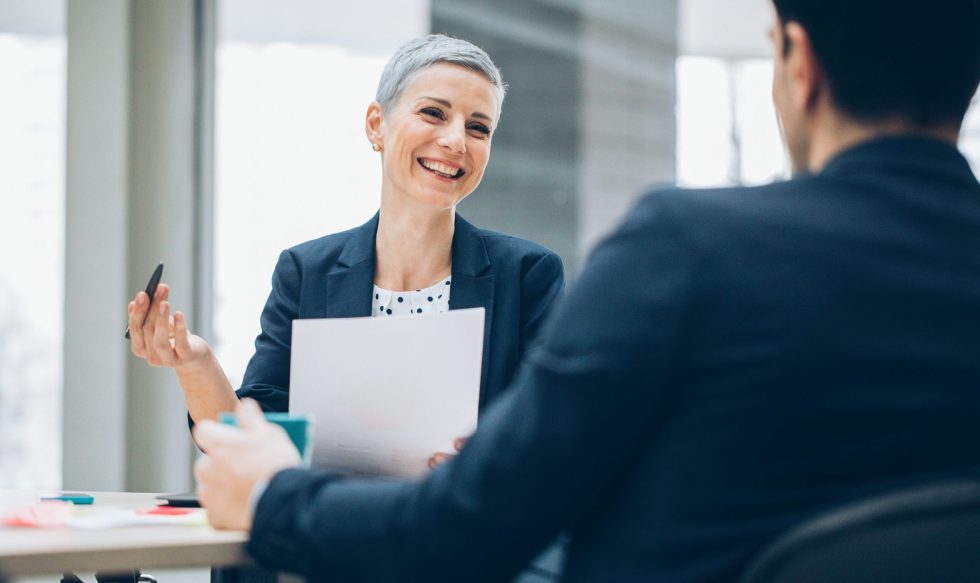 Female business leader on meeting in the office